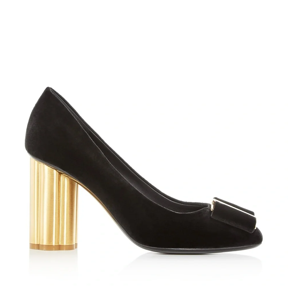 NIB SALVATORE FERRAGAMO Women's Capua Velvet Floral Heel Pumps
